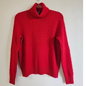 Polo Ralph Lauren Blue Label Pure Cashmere Cable Knit Turtleneck Sweater, Size M